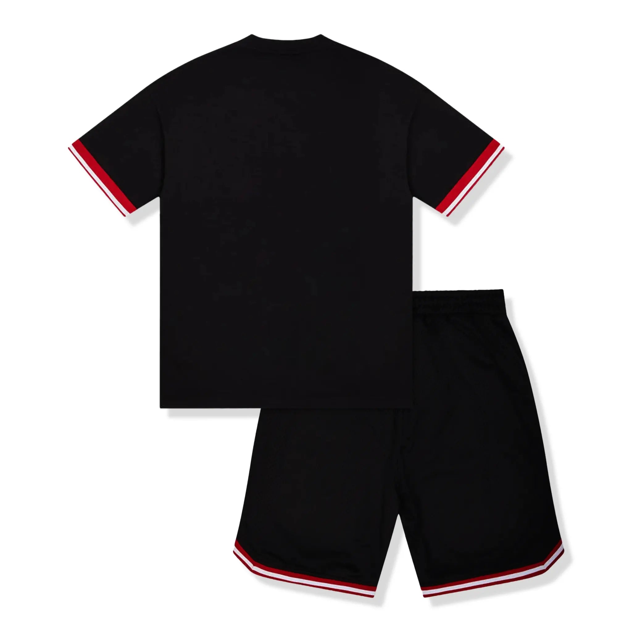 Back view of Trapstar Arch Mesh Black T Shirt & Shorts